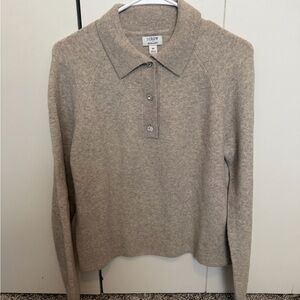 J. Crew Taupe Polo Sweater with rhinestone buttons